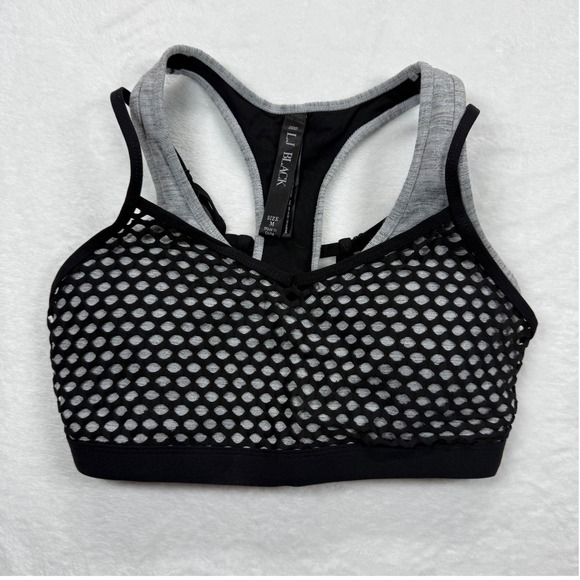 Lorna Jane LJ Black Premium Sports Bra Mesh Racerback Medium‎ Support Size M - Picture 1 of 11
